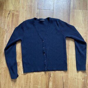 Brandy Melville Navy‎ V Neck buttoned Ribbed Cotton Top O/S
